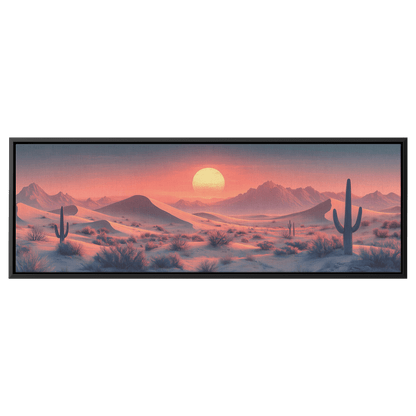 Tranquil Panoramic Desert Scene Layered Sand Dunes Minimalist Cacti Soft Taupe Ultra High Definition Modern Minimalist Canvas Wall Art - Awakening Righteousness