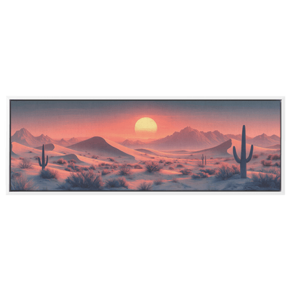 Tranquil Panoramic Desert Scene Layered Sand Dunes Minimalist Cacti Soft Taupe Ultra High Definition Modern Minimalist Canvas Wall Art - Awakening Righteousness