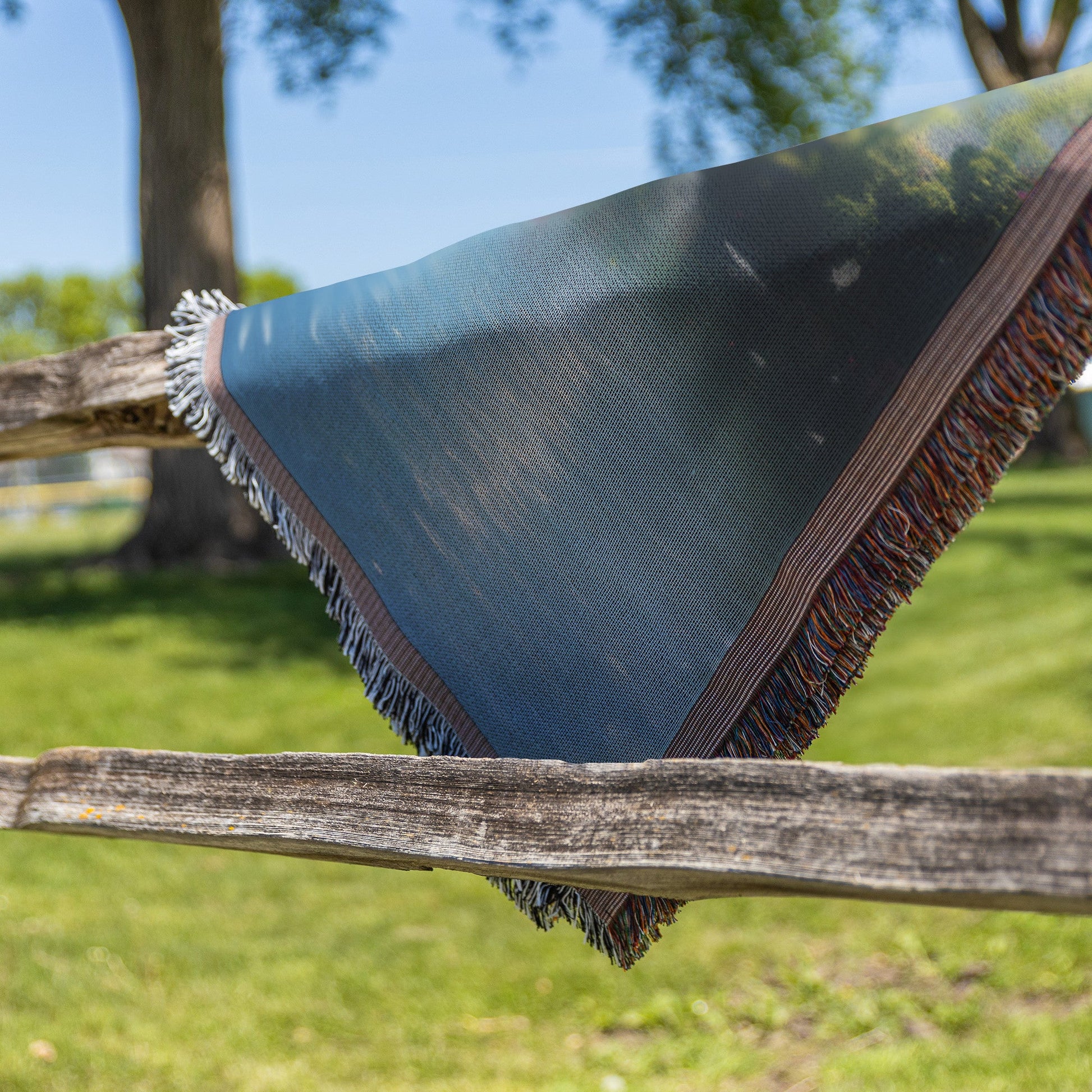Tranquil Waterfalls and Blossoms Woven Throw Blanket - Awakening Righteousness