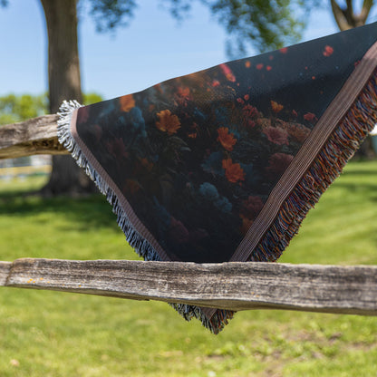 Tree of Knowledge with Radiant Blossoms and Flowers at the Base Woven Throw Blanket for Home Decor - Awakening Righteousness