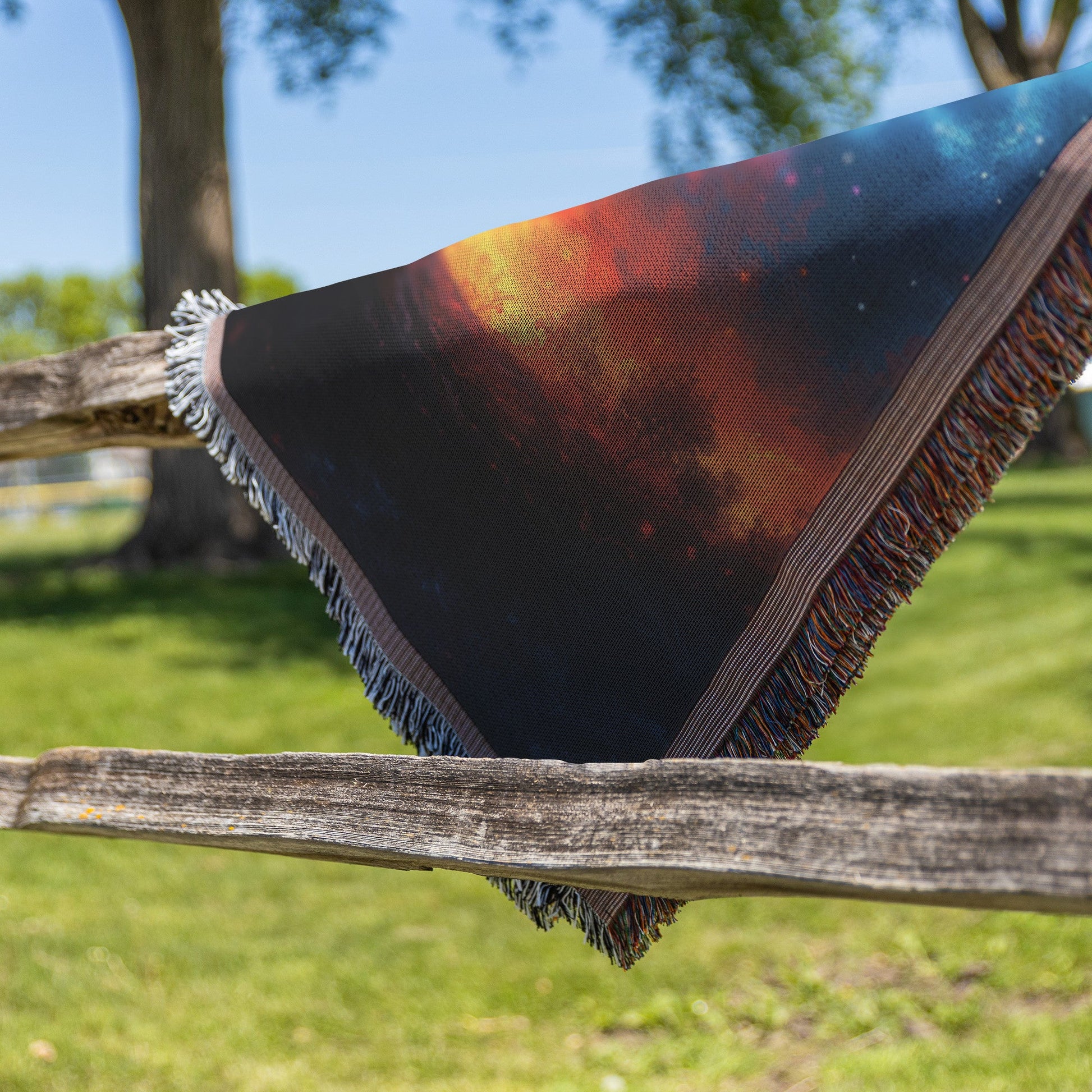 Tree of Knowledge with Radiant Leaves and Eve Standing Under the Starry Sky Woven Throw Blanket for Home Decor - Awakening Righteousness