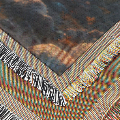 Tree of Knowledge with Radiant Leaves, Butterflies, and Mystical Landscape Woven Throw Blanket for Home Decor - Awakening Righteousness