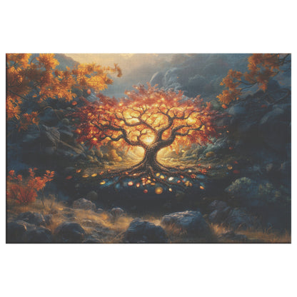 Tree of Life Glowing Canvas Art Illuminated Roots and Branches Christian Wall Decor Symbolizing Faith and Renewal - Awakening Righteousness