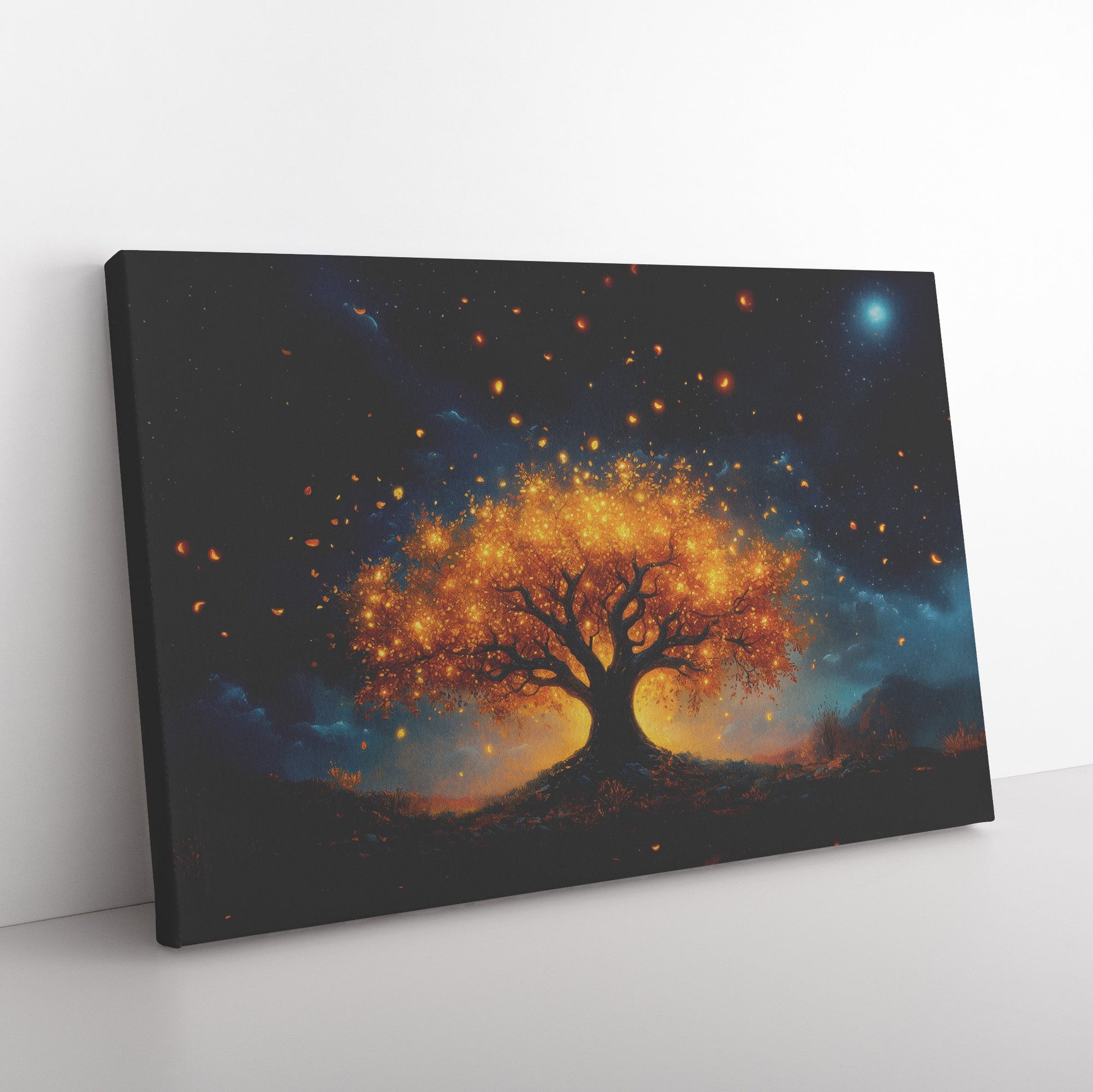 Tree of Life Golden Radiance Canvas Wall Art Inspiring Nature Decor for Living Room Bedroom or Office - Awakening Righteousness