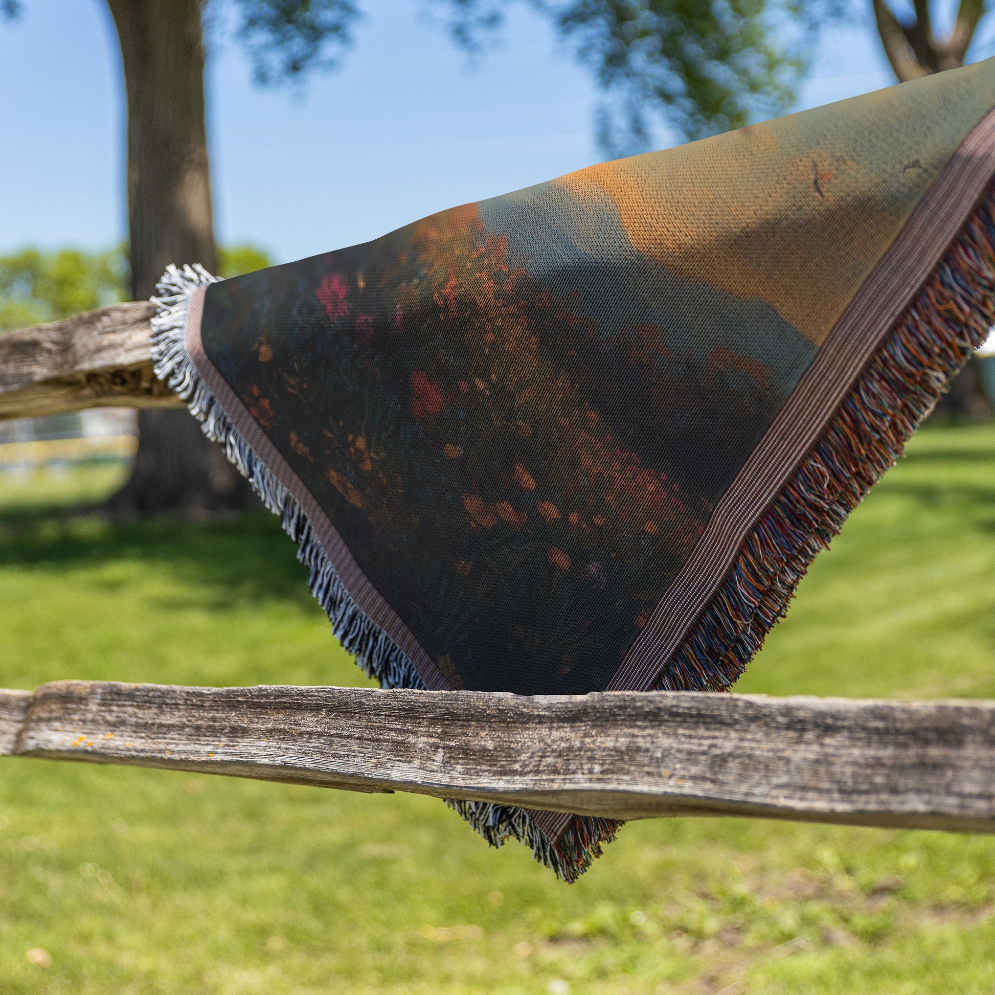 Tree of life sunset glowing foliage celestial sky woven throw blanket vibrant garden of life cosmic beauty decor - Awakening Righteousness