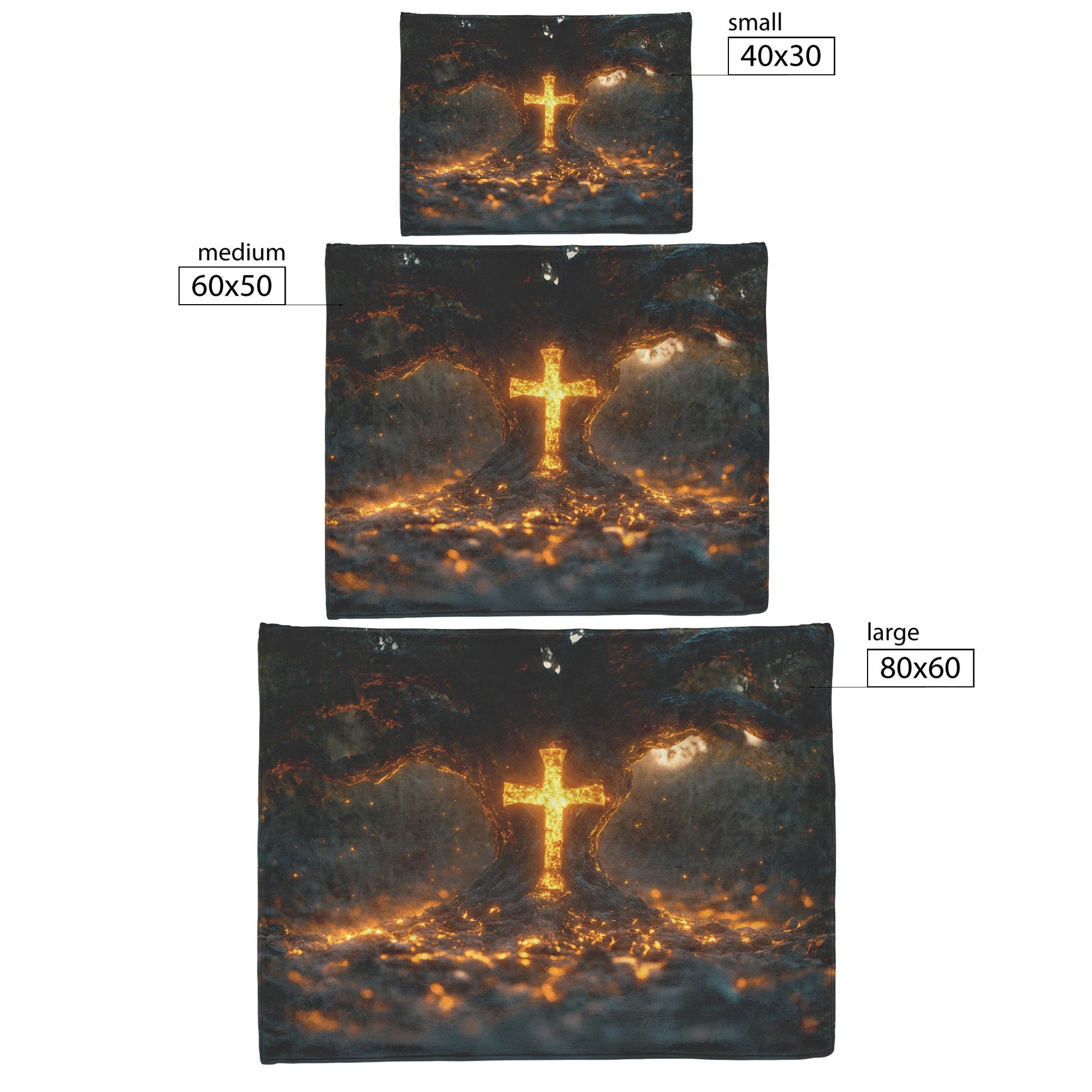 Tree of Life With Glowing Cross Fleece Sherpa Blanket Radiant Christian Art Cozy Inspirational Home Gift - Awakening Righteousness