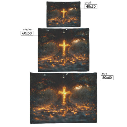 Tree of Life With Glowing Cross Fleece Sherpa Blanket Radiant Christian Art Cozy Inspirational Home Gift - Awakening Righteousness