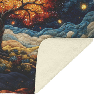 Tree Of Life With Glowing Golden Leaves And Doves Fleece Sherpa Blanket Christian Gift Symbol Of Faith Peace And Hope - Awakening Righteousness