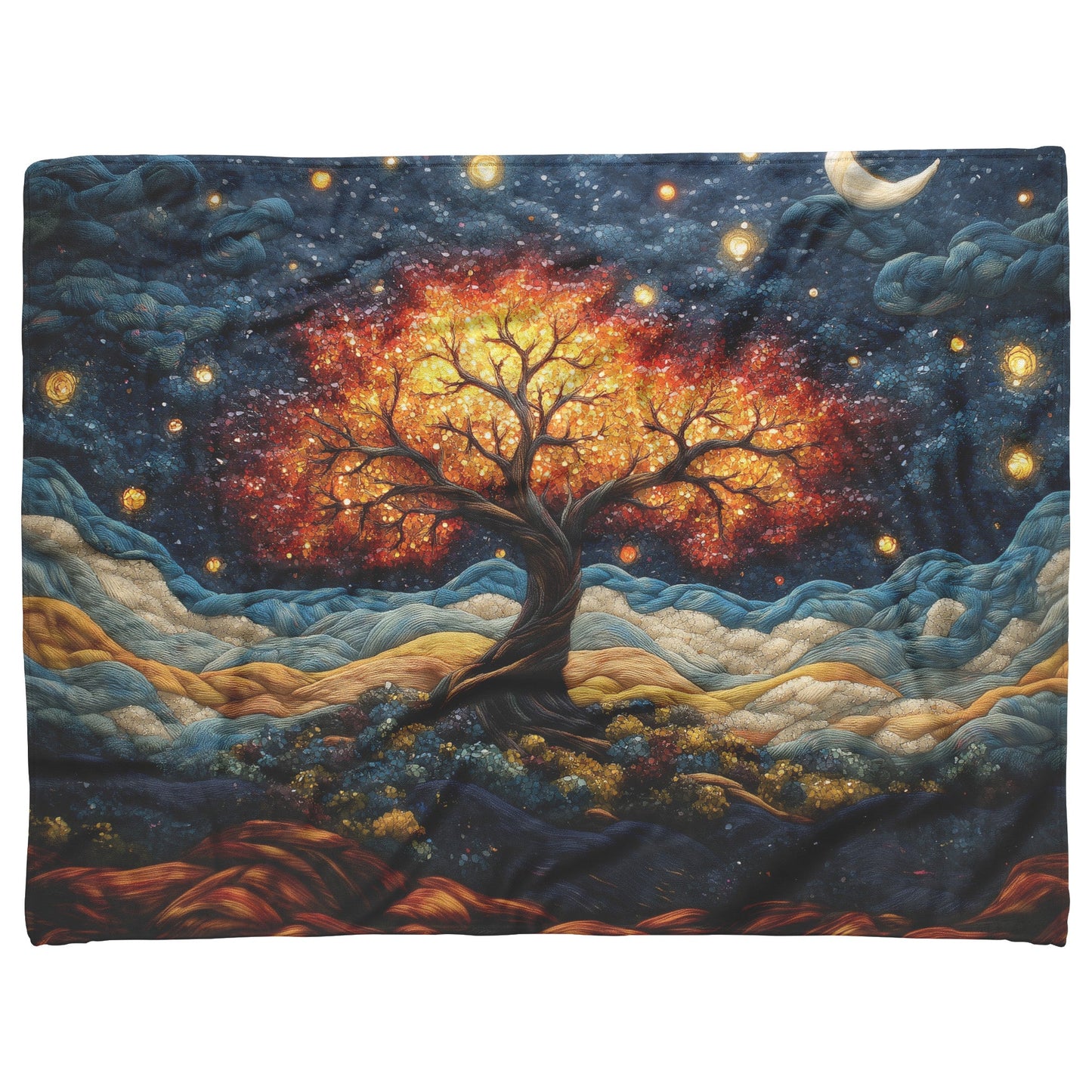 Tree Of Life With Glowing Golden Leaves And Doves Fleece Sherpa Blanket Christian Gift Symbol Of Faith Peace And Hope - Awakening Righteousness