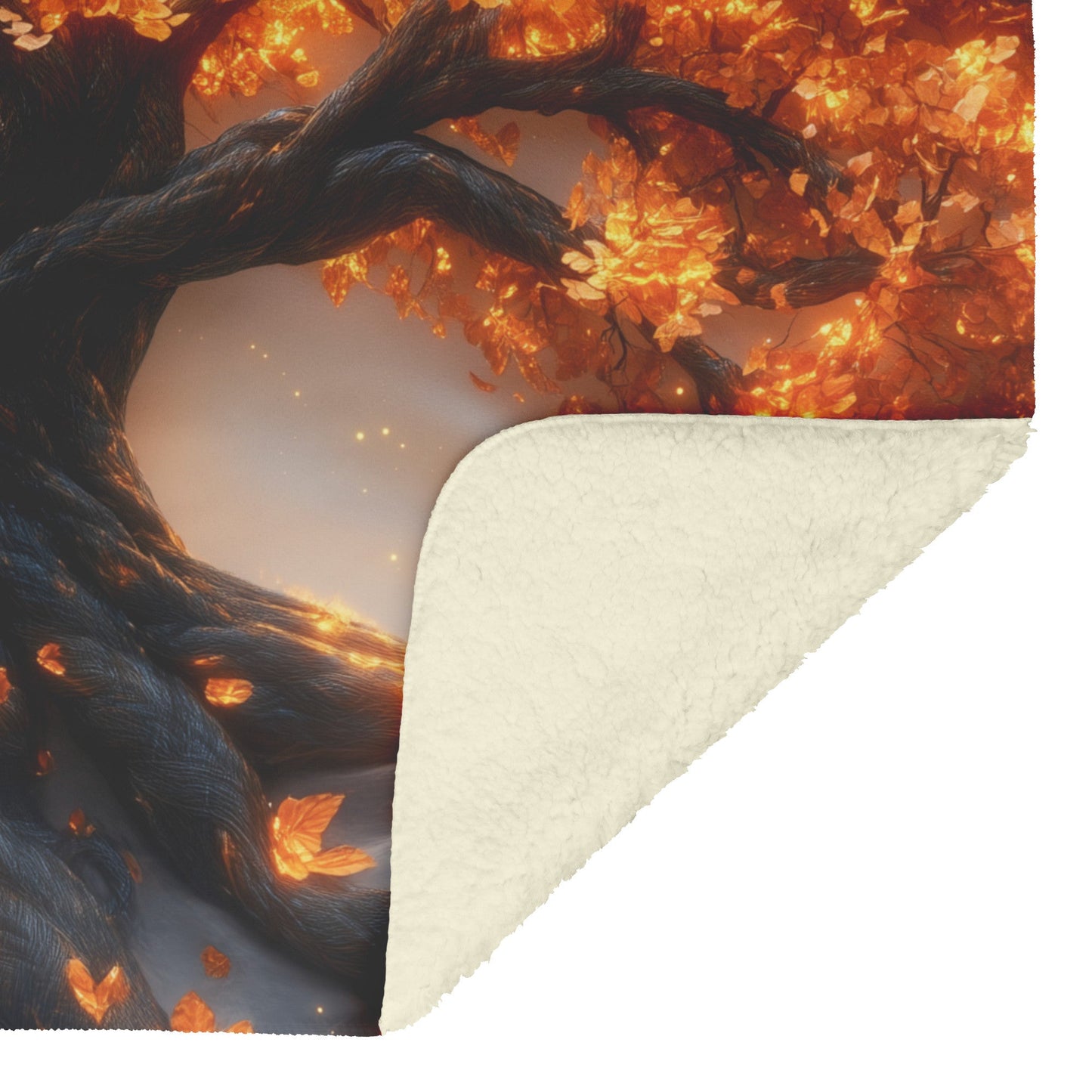 Tree Of Life With Glowing Golden Leaves Fleece Sherpa Blanket Christian Gift Symbol Of Faith And Strength - Awakening Righteousness
