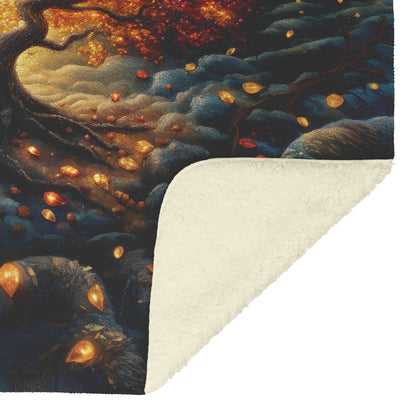 Tree Of Life With Glowing Leaves And Crystals Fleece Sherpa Blanket Christian Gift Symbol Of Faith Strength And Renewal - Awakening Righteousness