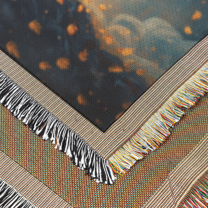 Tree of Life with Golden Leaves and Starry Sky Woven Throw Blanket for Cozy Home Decor - Awakening Righteousness