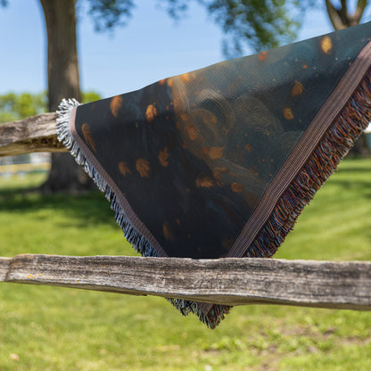 Tree of Life with Golden Leaves and Starry Sky Woven Throw Blanket for Cozy Home Decor - Awakening Righteousness