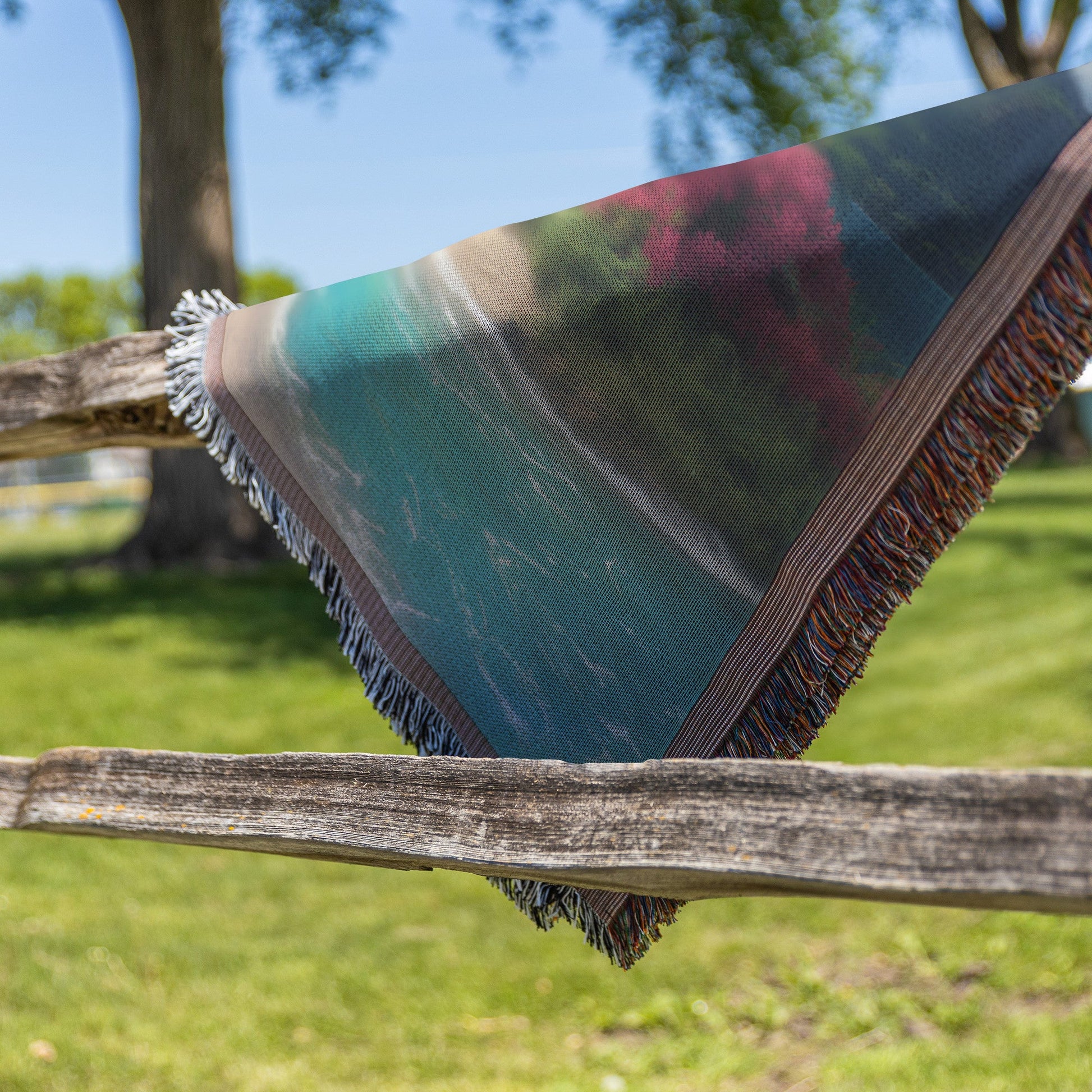 Tropical Beach Paradise with Crystal Clear Waters Woven Throw Blanket for Home Decor - Awakening Righteousness