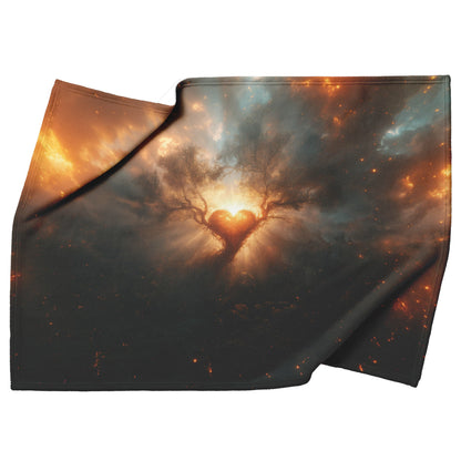 True Circumcision of the Heart Fleece Sherpa Blanket Glowing Heart with Radiant Light Vines Trees and Heavenly Beams - Awakening Righteousness