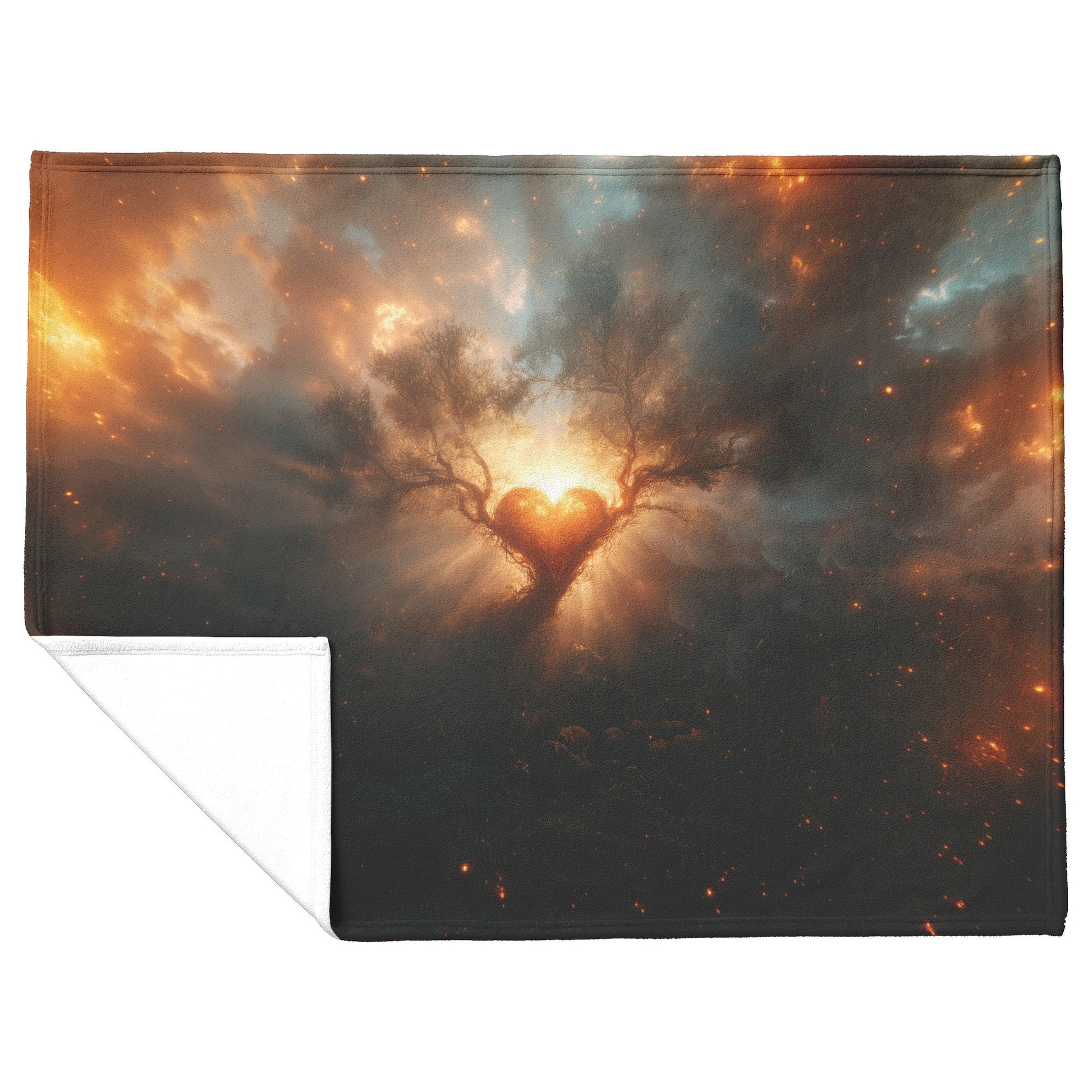 True Circumcision of the Heart Fleece Sherpa Blanket Glowing Heart with Radiant Light Vines Trees and Heavenly Beams - Awakening Righteousness