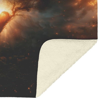 True Circumcision of the Heart Fleece Sherpa Blanket Glowing Heart with Radiant Light Vines Trees and Heavenly Beams - Awakening Righteousness