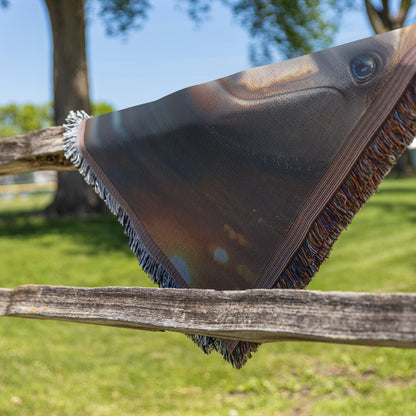 Two Adorable Baby Dolphins Golden Hour Water Reflection Cozy Woven Throw Blanket - Awakening Righteousness