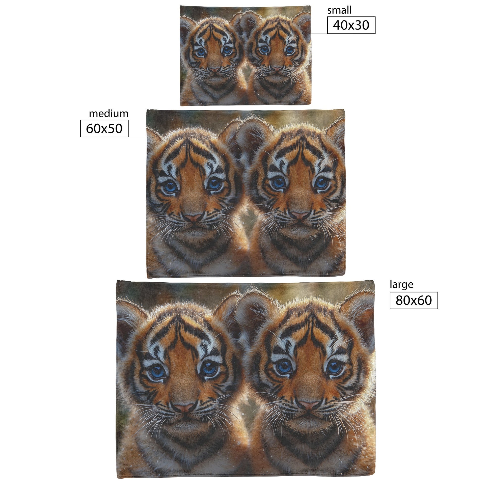 Two Adorable Baby Tiger Cubs with Striking Blue Eyes Cozy Fleece Sherpa Blanket - Awakening Righteousness