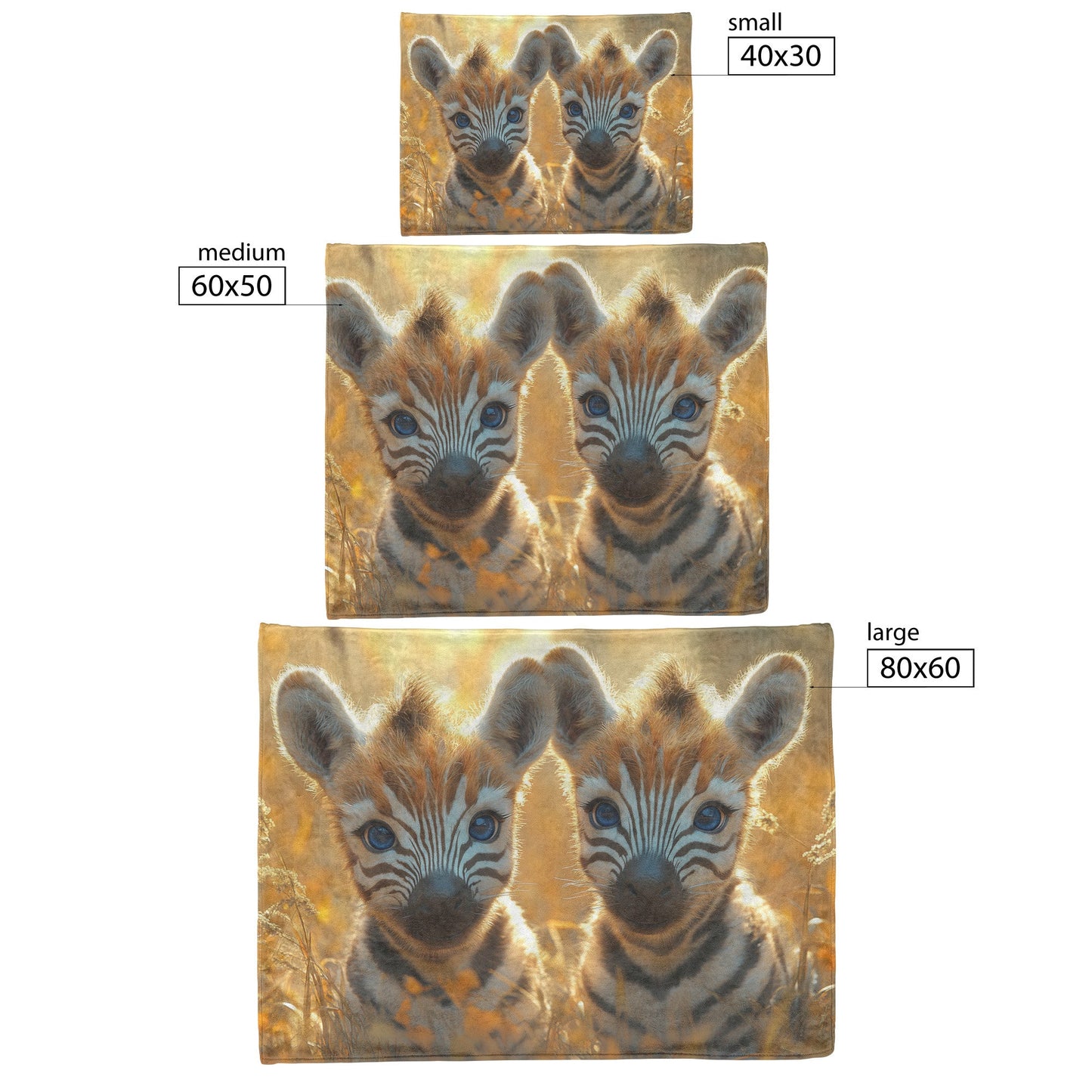 Two Adorable Baby Zebras in Autumn Field with Blue Eyes Cozy Fleece Sherpa Blanket - Awakening Righteousness