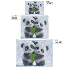 Two Baby Pandas Hugging Holding Heart Shaped Bamboo Leaf Fluffy Fur Blue Eyes Photorealistic High Resolution Sherpa Fleece Blanket - Awakening Aesthetics