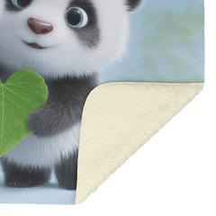 Two Baby Pandas Hugging Holding Heart Shaped Bamboo Leaf Fluffy Fur Blue Eyes Photorealistic High Resolution Sherpa Fleece Blanket - Awakening Aesthetics