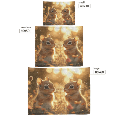 Two Chipmunks Playing in Glowing Meadow Surrounded by Tall Grass Shimmering Wildflowers and Golden Sunlight Fleece Sherpa Blanket - Awakening Righteousness
