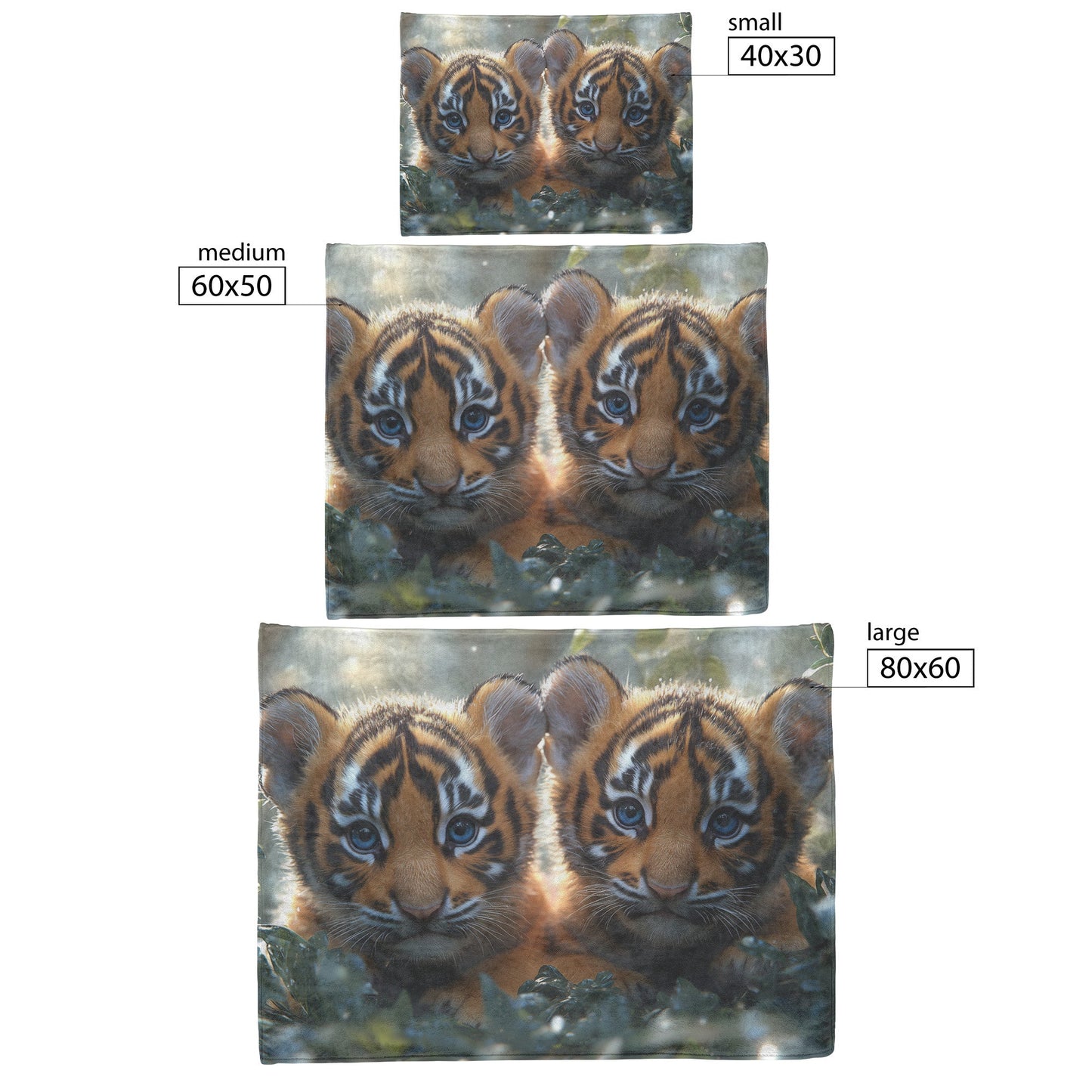 Two Cute Baby Tigers with Blue Eyes Jungle Cozy Fleece Sherpa Blanket - Awakening Righteousness