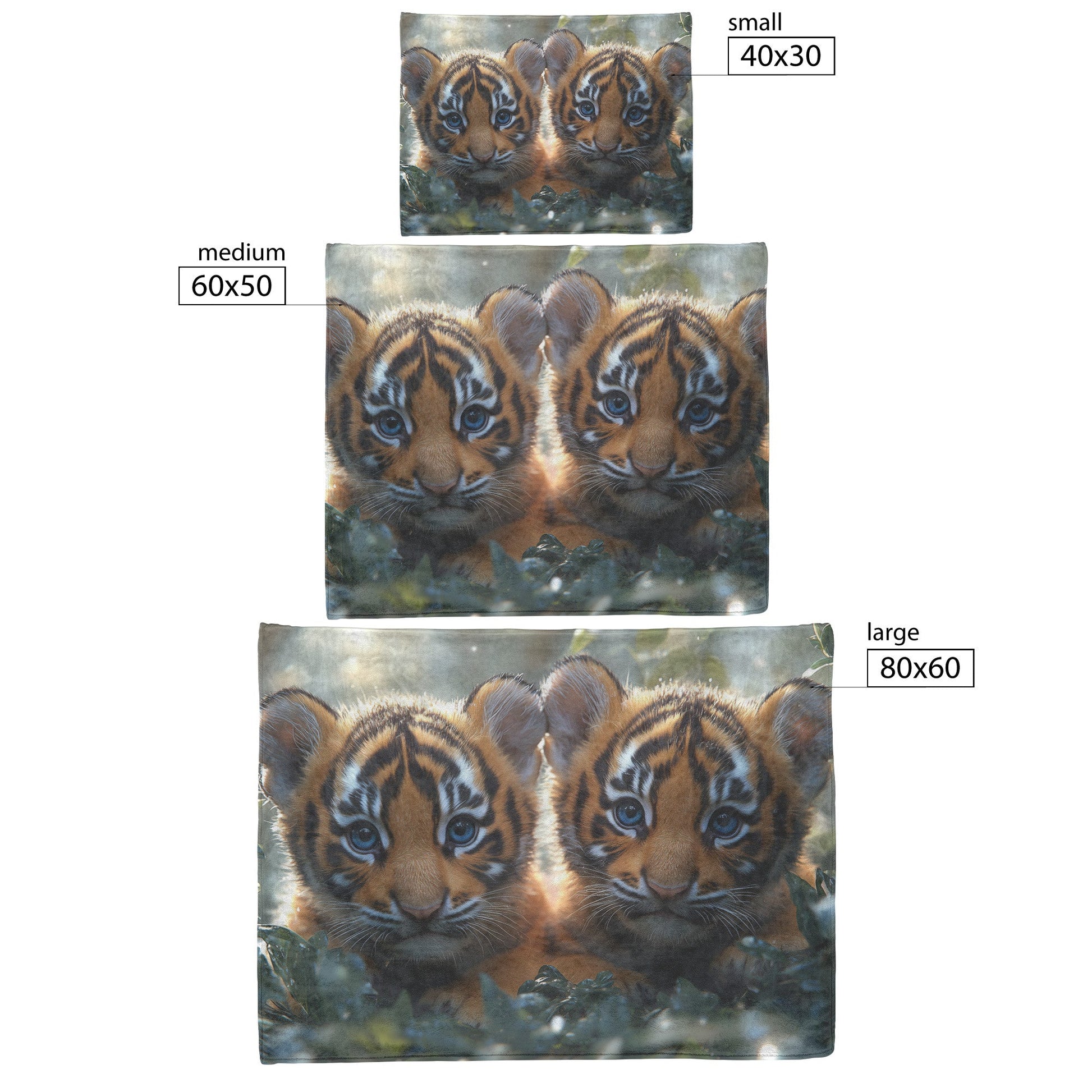 Two Cute Baby Tigers with Blue Eyes Jungle Cozy Fleece Sherpa Blanket - Awakening Righteousness
