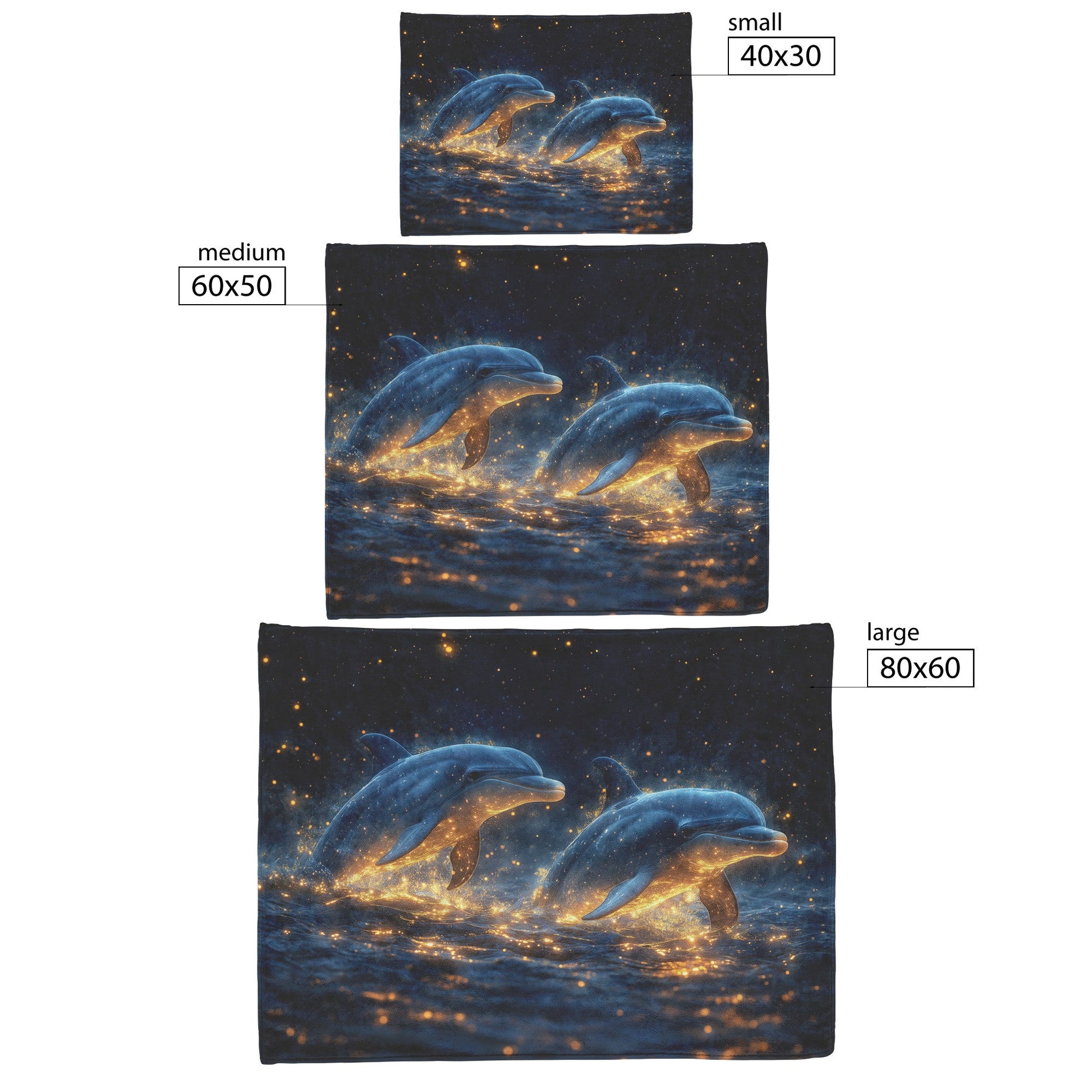 Two Dolphins Glowing Softly Swimming Through Bioluminescent Waters Star-Filled Sky Peaceful Surreal Fleece Sherpa Blanket - Awakening Righteousness
