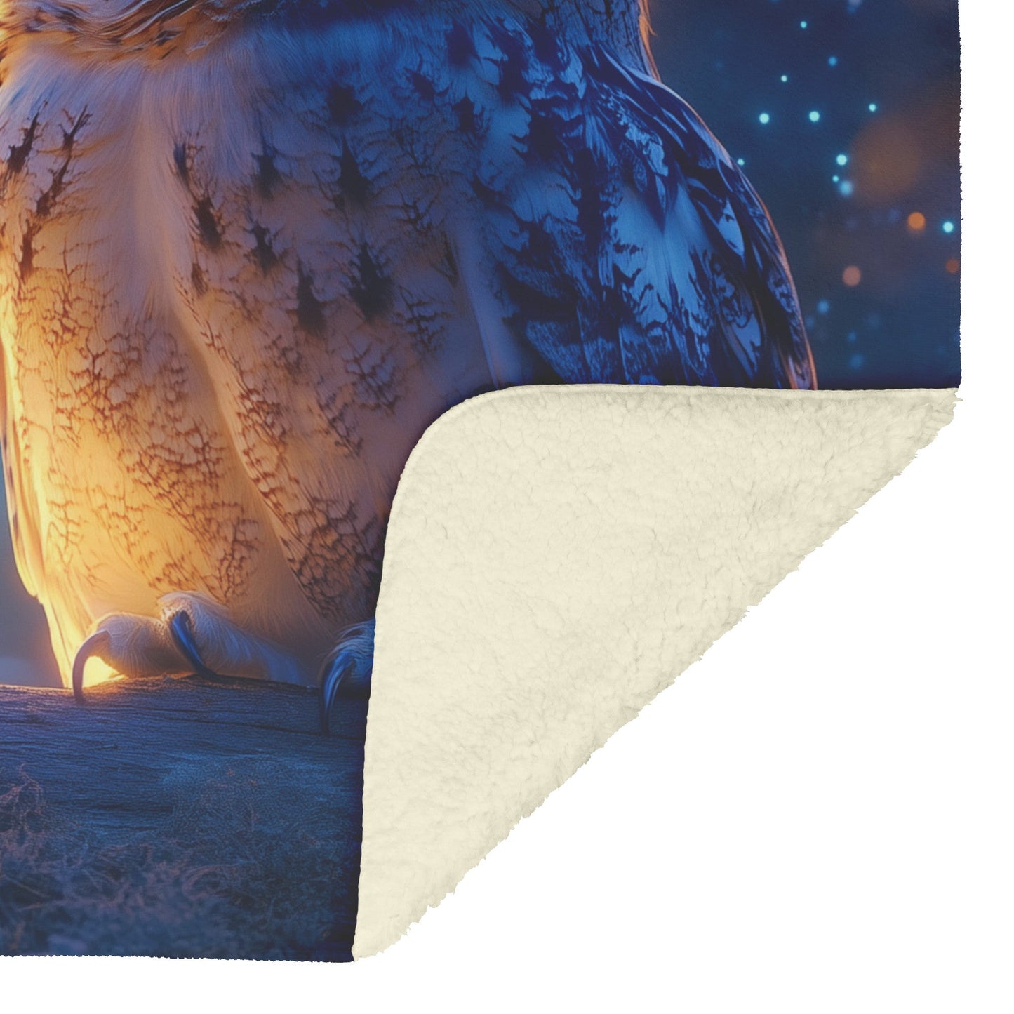 Two Owls on Glowing Wooden Fence Under Twilight Sky Stars Peaceful Serene Fleece Sherpa Blanket - Awakening Righteousness