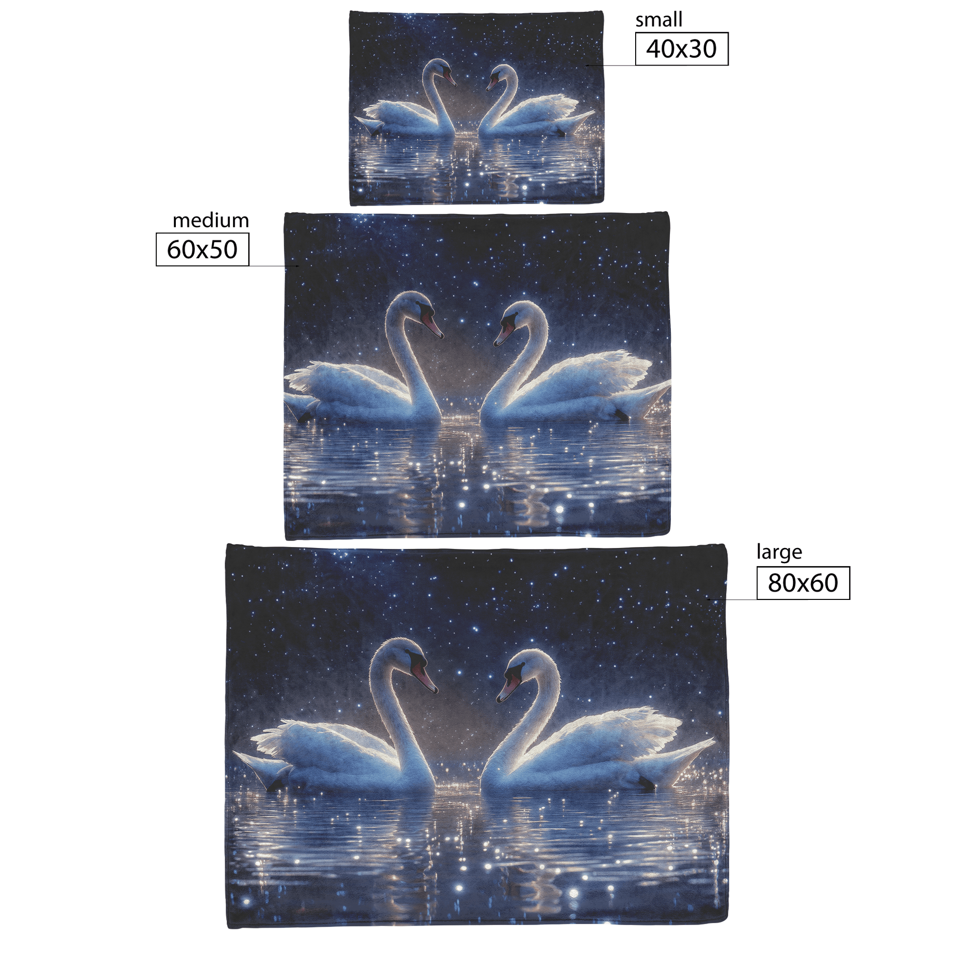Two Swans Swimming in Bioluminescent Lake Under Twilight Sky Filled With Stars and Glowing Ripples Fleece Sherpa Blanket - Awakening Righteousness