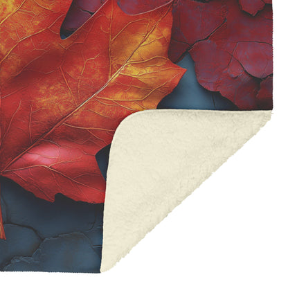 Vibrant Abstract Canadian Maple Leaf Cozy Comfortable Fleece Sherpa Blanket - Awakening Righteousness