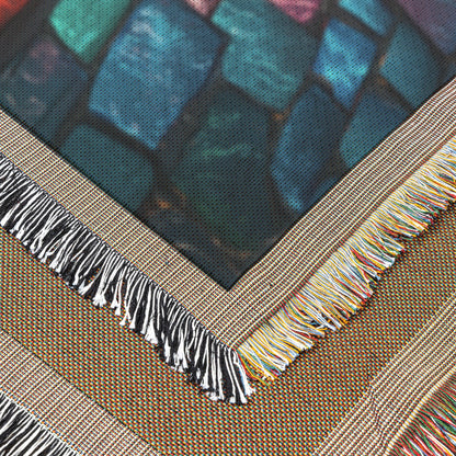 Vibrant Christian Cross Stained Glass Woven Throw Blanket Perfect for Inspirational Home Decor and Cozy Comfort - Awakening Righteousness