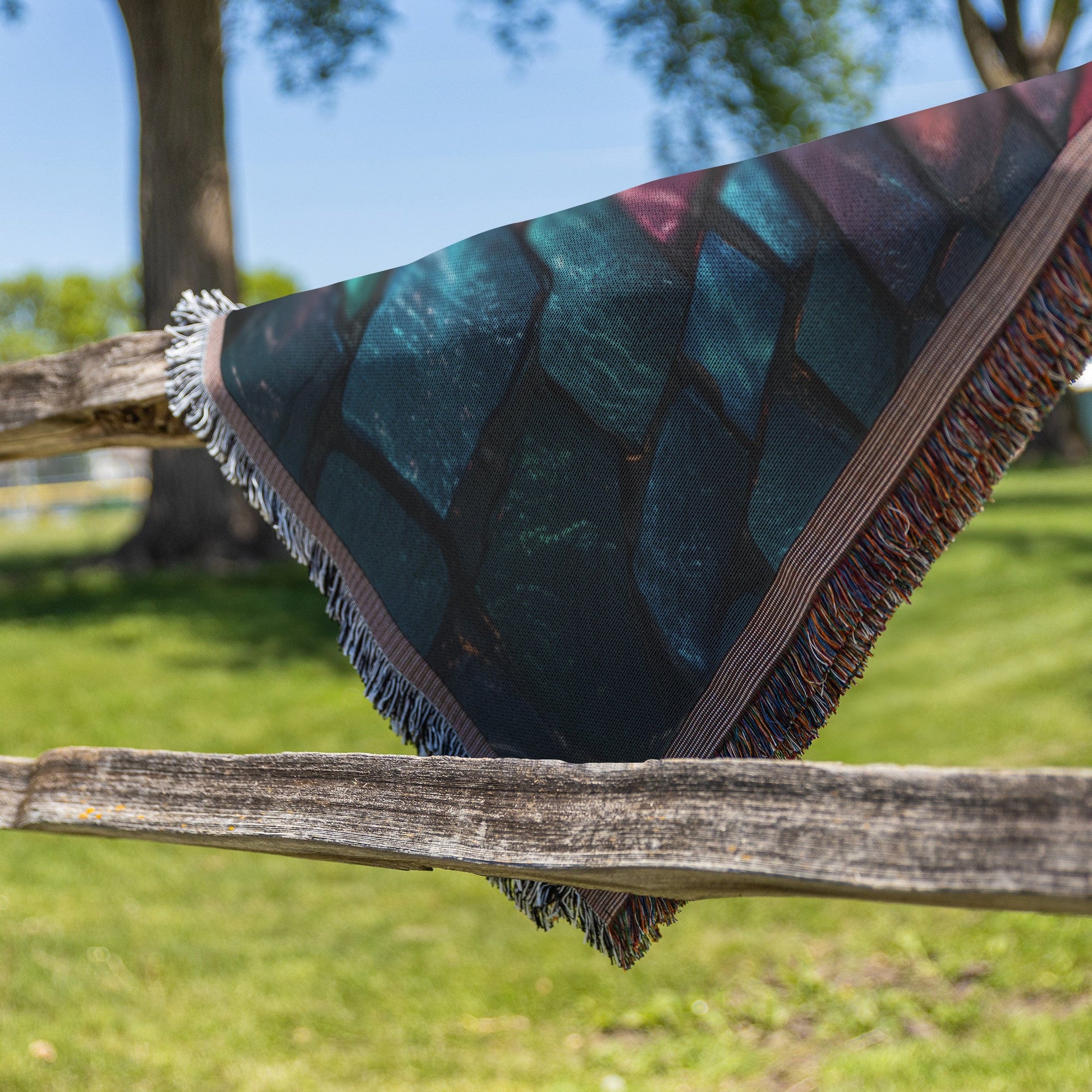 Vibrant Christian Cross Stained Glass Woven Throw Blanket Perfect for Inspirational Home Decor and Cozy Comfort - Awakening Righteousness
