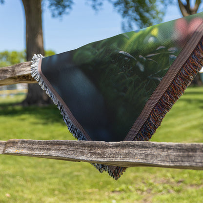 Vibrant Colorful Blooming Flowers with Greenery and Soft Sunlight for Woven Throw Blanket Design - Awakening Righteousness