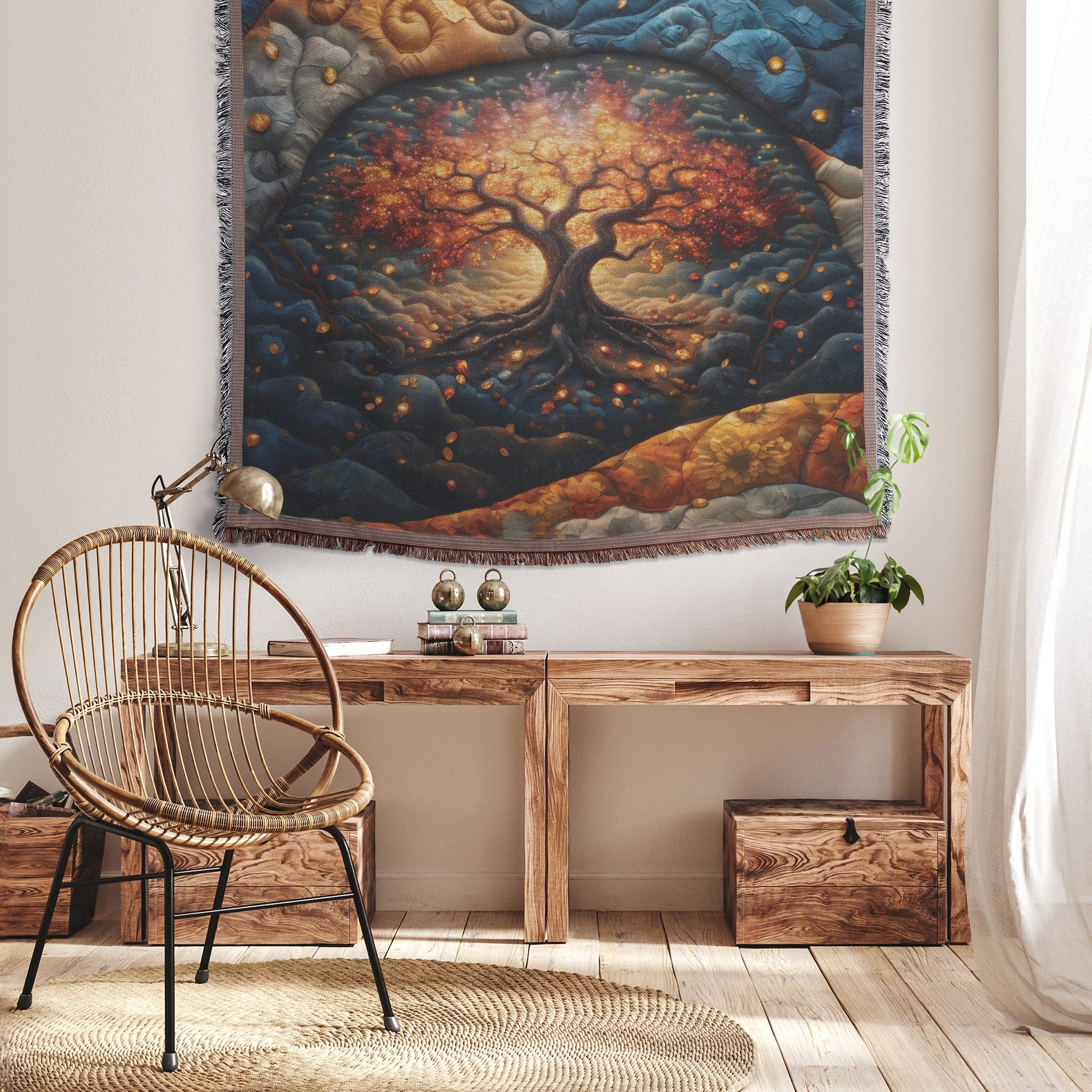 Vibrant Tree of Life Quilted Design Woven Throw Blanket Perfect for Inspirational Home Decor and Cozy Comfort - Awakening Righteousness