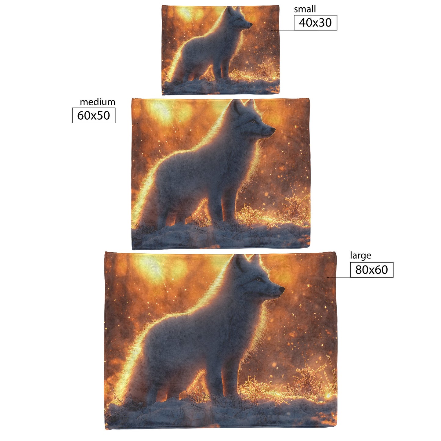 White Arctic Fox on Glowing Snow Under Radiant Sunlight Magical Atmosphere Fleece Sherpa Blanket - Awakening Righteousness