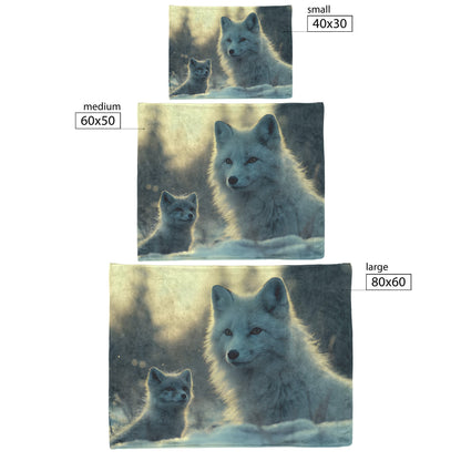 White Arctic Fox on Snow Silver Highlights Magical Atmosphere Fleece Sherpa Blanket - Awakening Righteousness