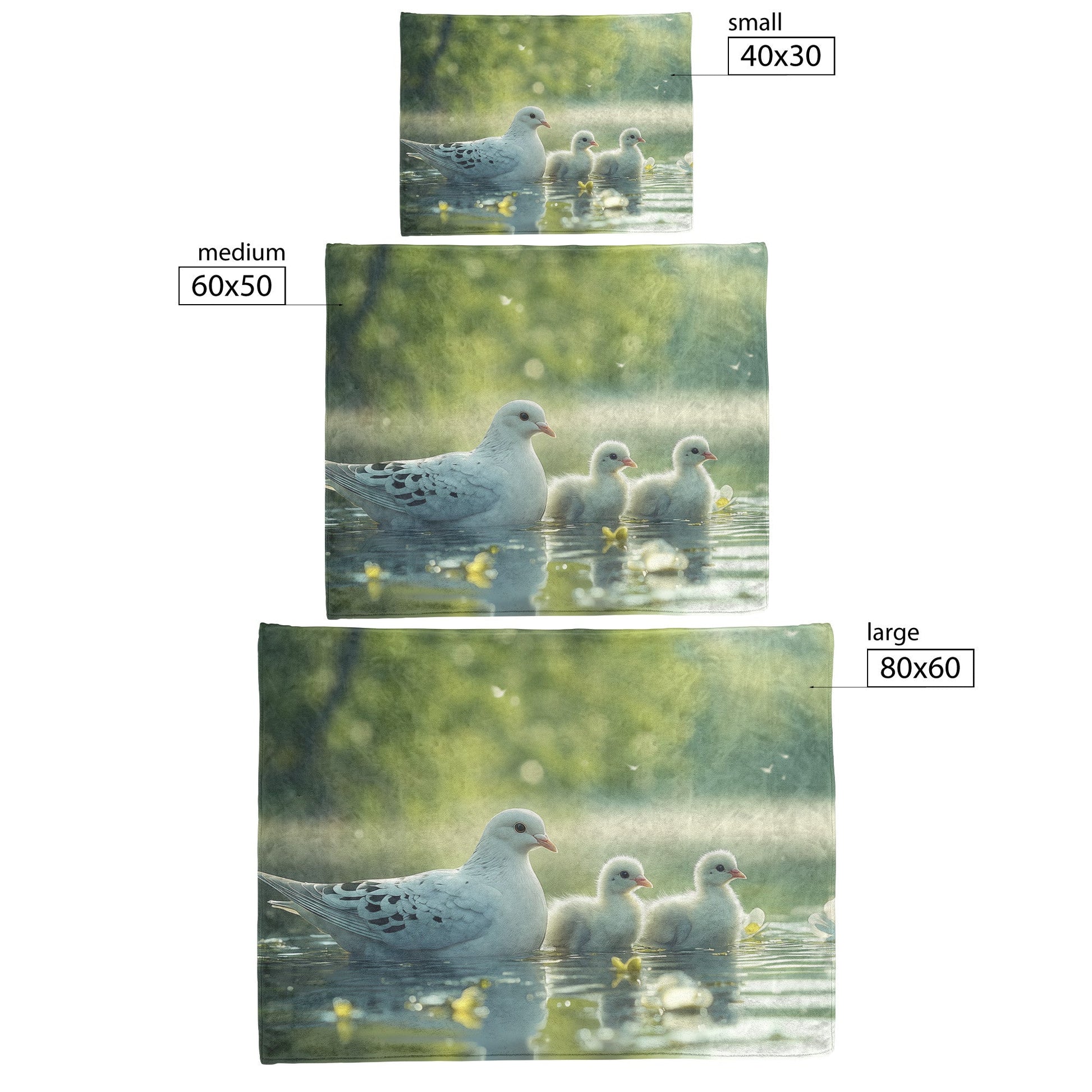 White Dove Family in Clear Lake Spring Nature Scene Fleece Sherpa Blanket Soft Cozy Blanket - Awakening Righteousness