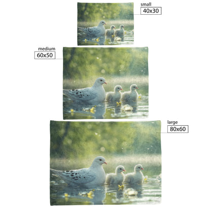 White Dove Family in Clear Lake Spring Nature Scene Fleece Sherpa Blanket Soft Cozy Blanket - Awakening Righteousness
