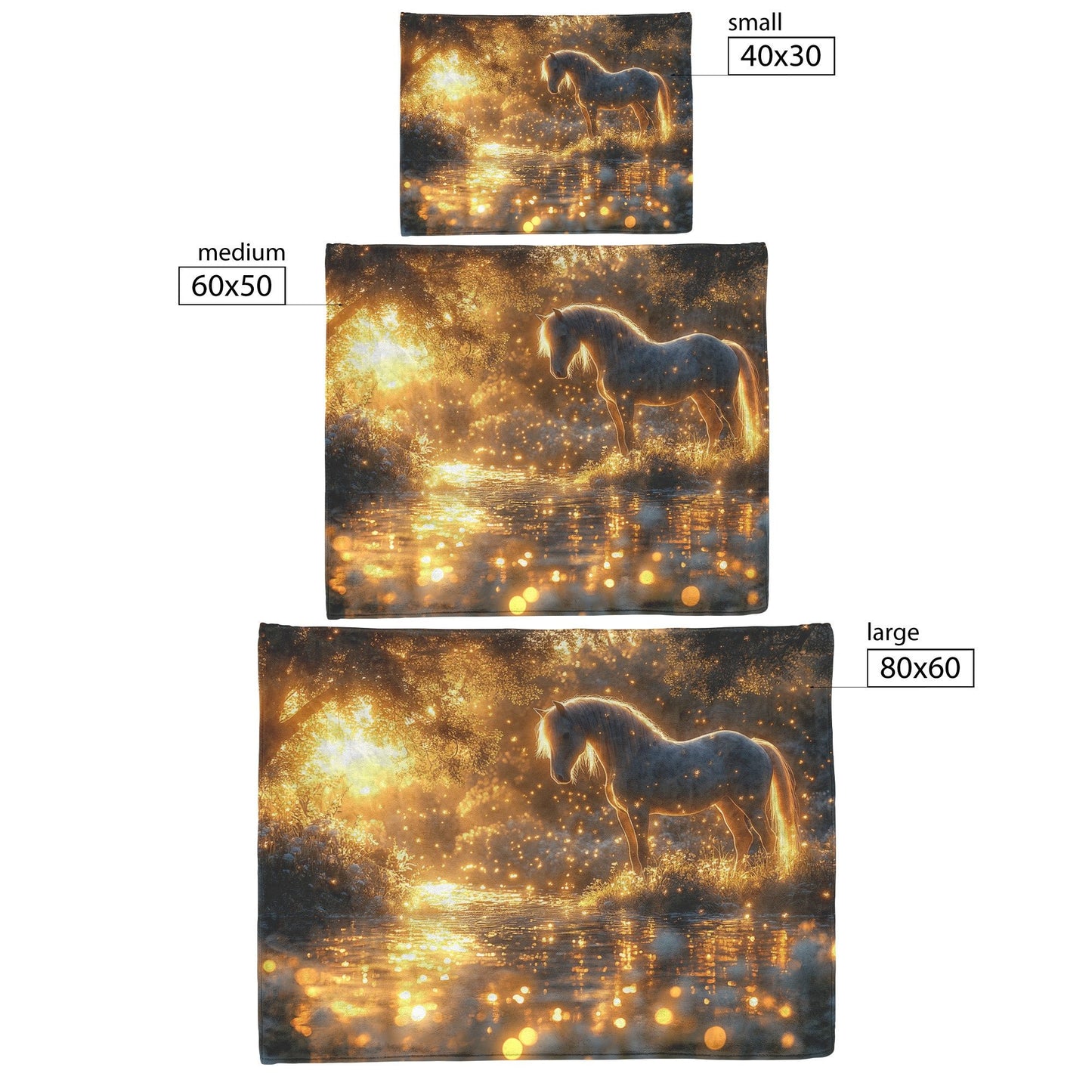 White Horse Standing in Glowing Forest Bathed in Ethereal Moonlight with Luminous Highlights Fleece Sherpa Blanket - Awakening Righteousness