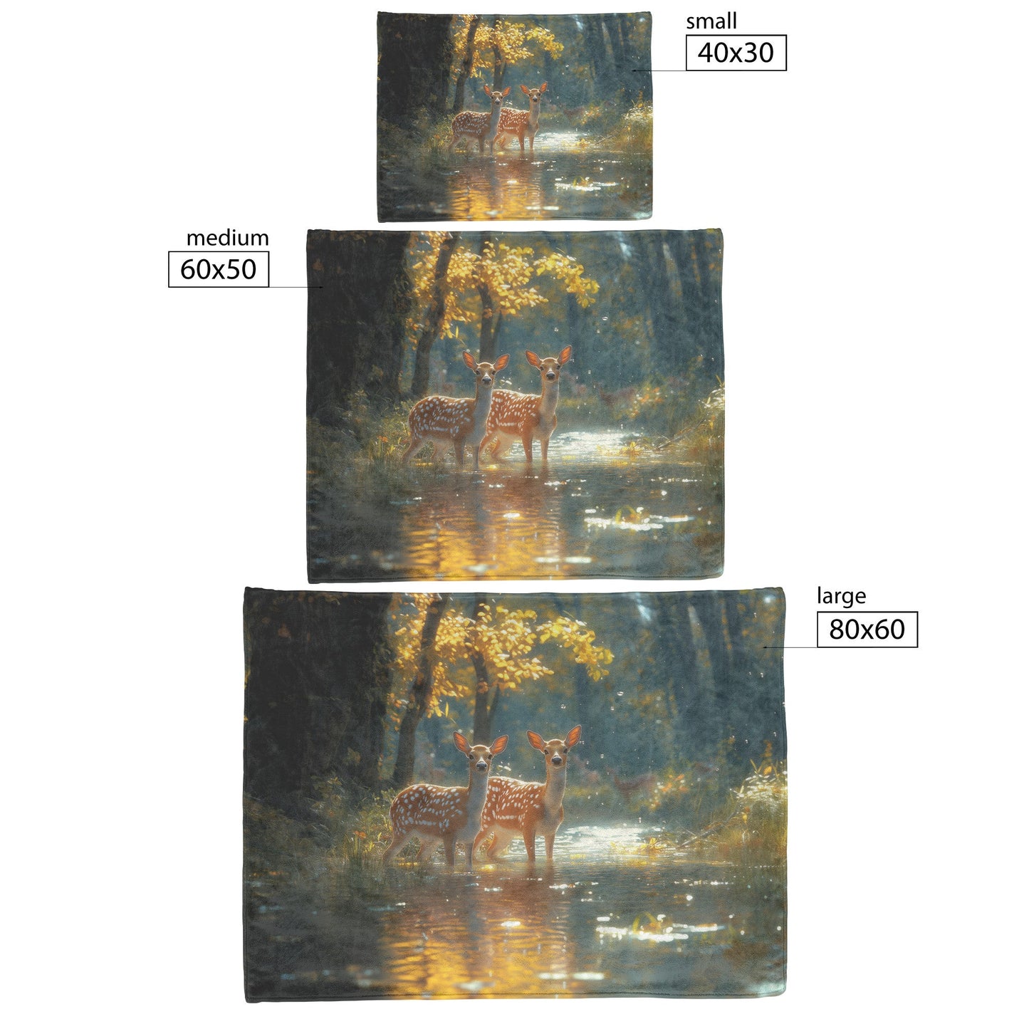 White Tailed Deer in Autumn Forest Stream Fleece Sherpa Blanket - Awakening Righteousness