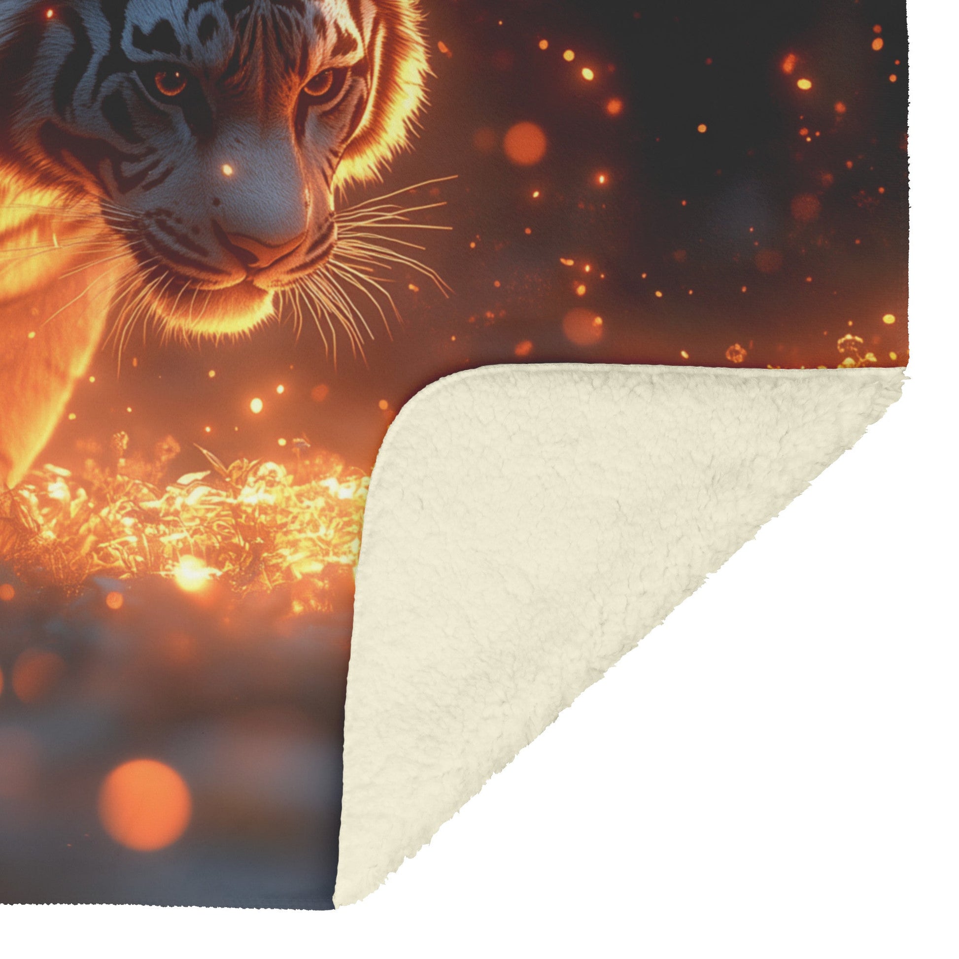 White Tiger Leaping Through Glowing Forest Sherpa Fleece Blanket Ethereal Moonlight Soft Motion Magical Wildlife Scene - Awakening Righteousness