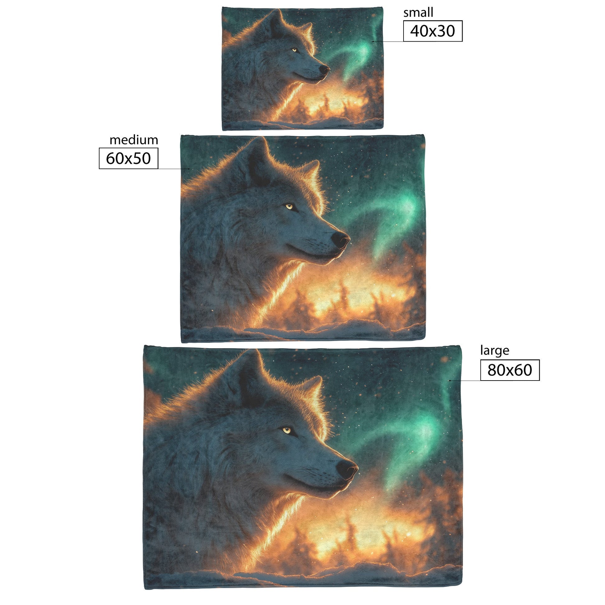 White Wolf Standing in Snowy Forest Under Faint Glowing Northern Lights Cozy Sherpa Blanket - Awakening Righteousness