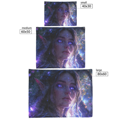 WoW Night Elf Fleece Sherpa Blanket Featuring Radiant Holy Female Alliance Elf in Enchanted Forest - Awakening Righteousness