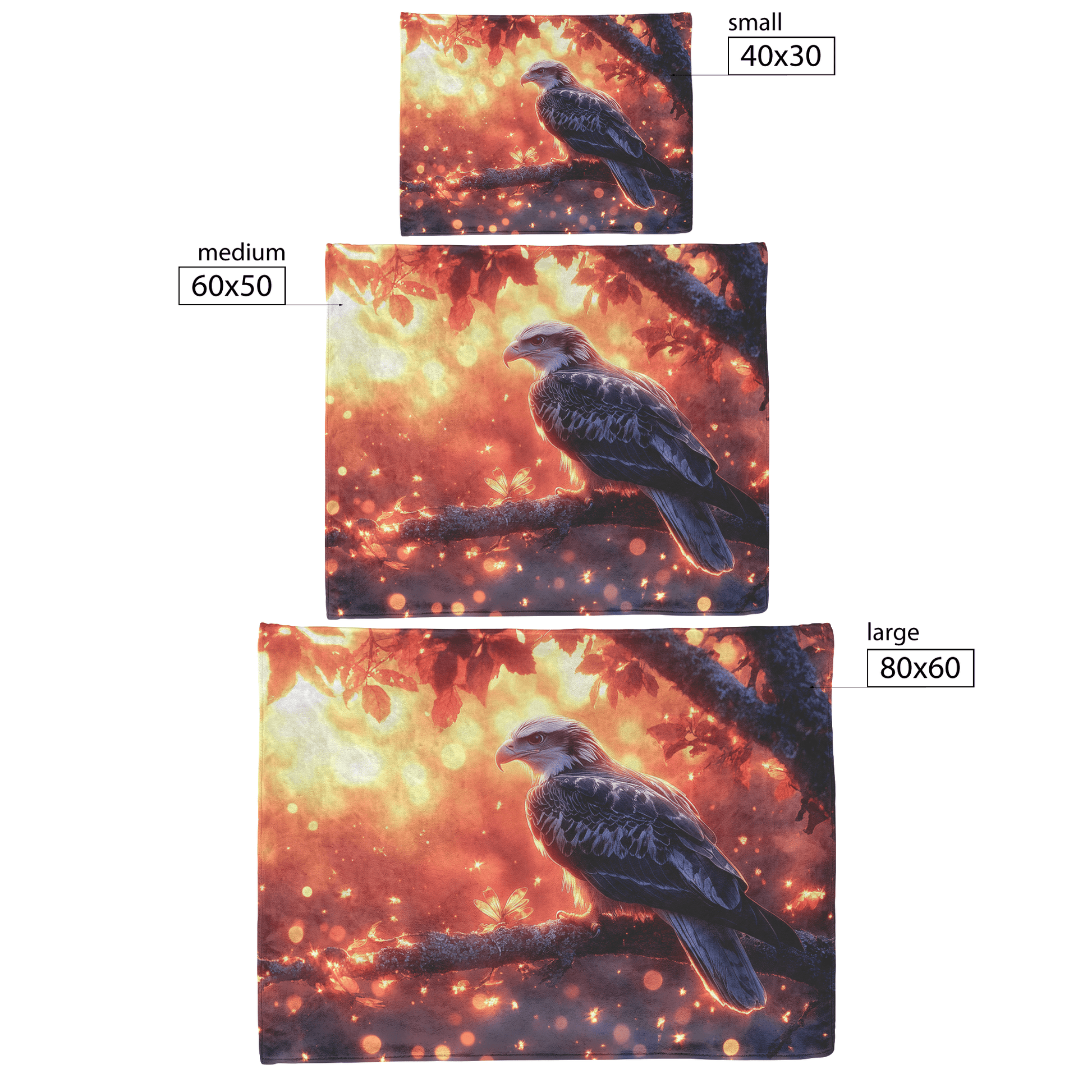 Young Eagle Perched on Glowing Tree Branch Surrounded by Shimmering Fireflies and Twilight Hues Fleece Sherpa Blanket - Awakening Righteousness