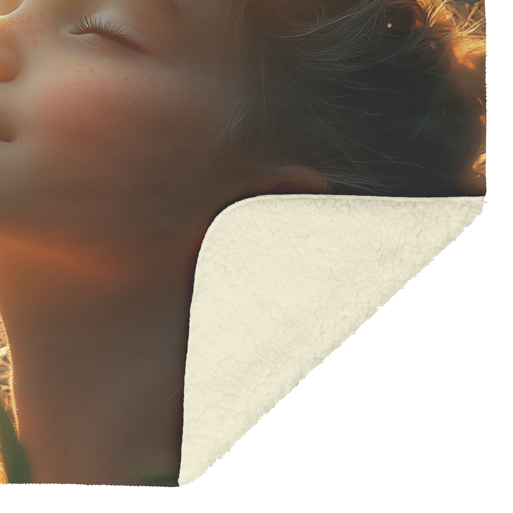 Young Girl in Golden Sunlight Amidst Blooming Flowers Cozy Christian Fleece Sherpa Blanket - Awakening Righteousness