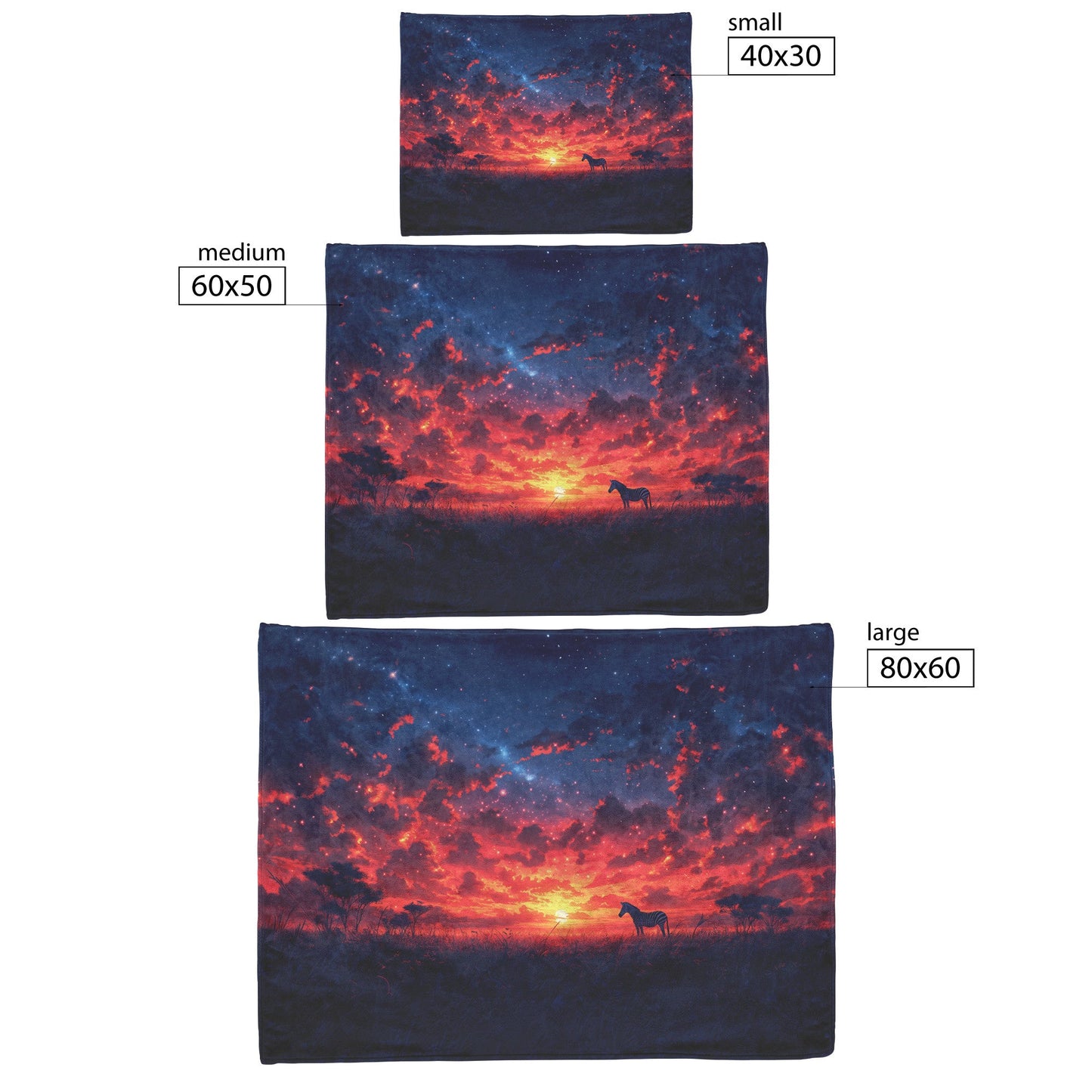 Zebra Under Vibrant Twilight Sky Sherpa Fleece Blanket Glowing Stars Peaceful Savanna Landscape Cozy Home Decor - Awakening Righteousness