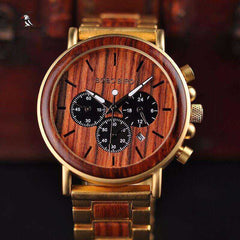 Gold Watch Men Luxury Brand Wooden Wristwatches